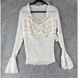 Vintage 90s Kaelyn Max II Top Womens 1X Sequin‎ Mesh Beaded Crinkle Artsy Fairy